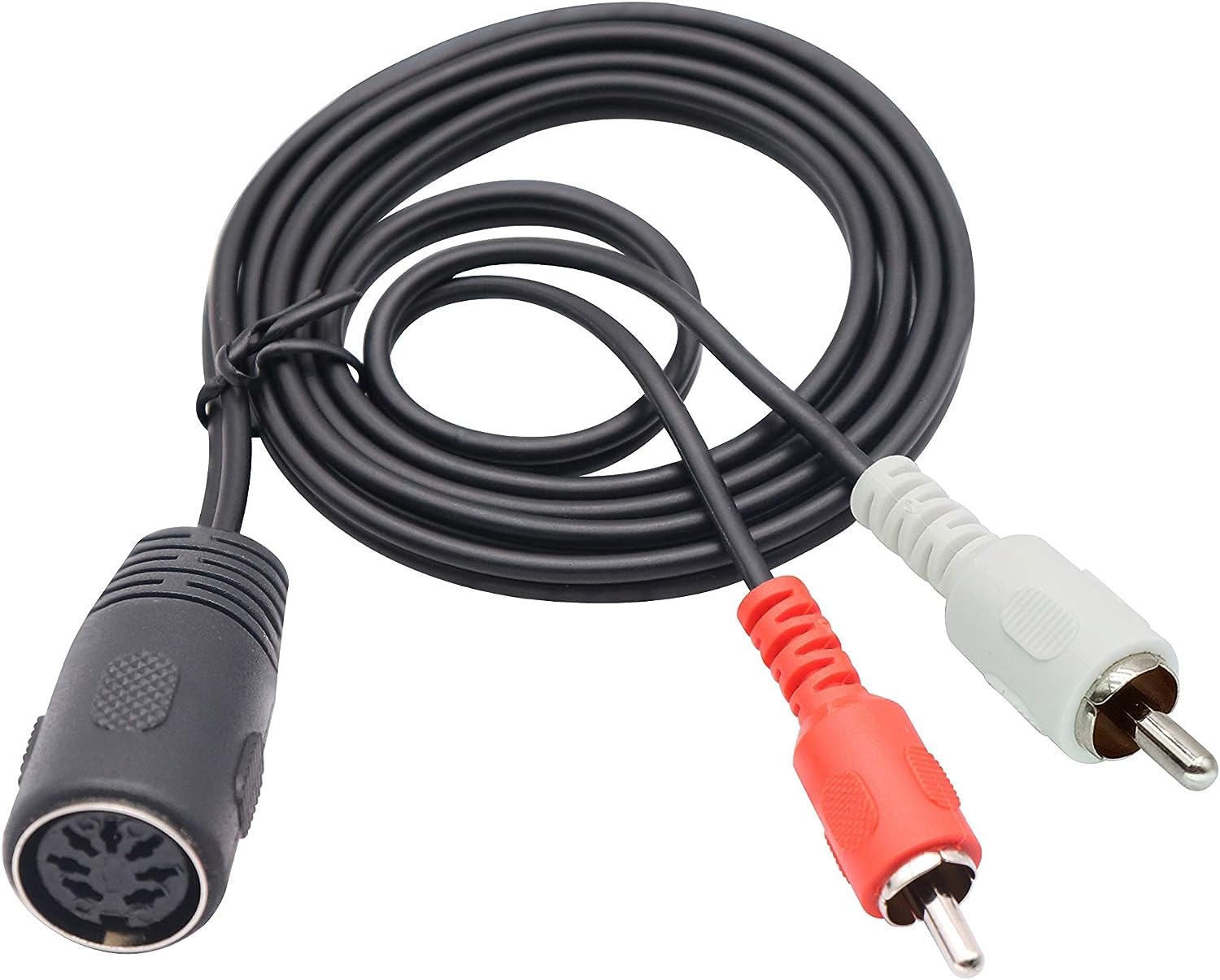 zdyCGTime Din 7 Pin to RCA Extension Cable,RCA to Din cable,MIDI 7 Pin 1 Female Plug to 2 RCA Male Audio Adapter Cable,Compatible with Quad Stereo Systems.(1M)