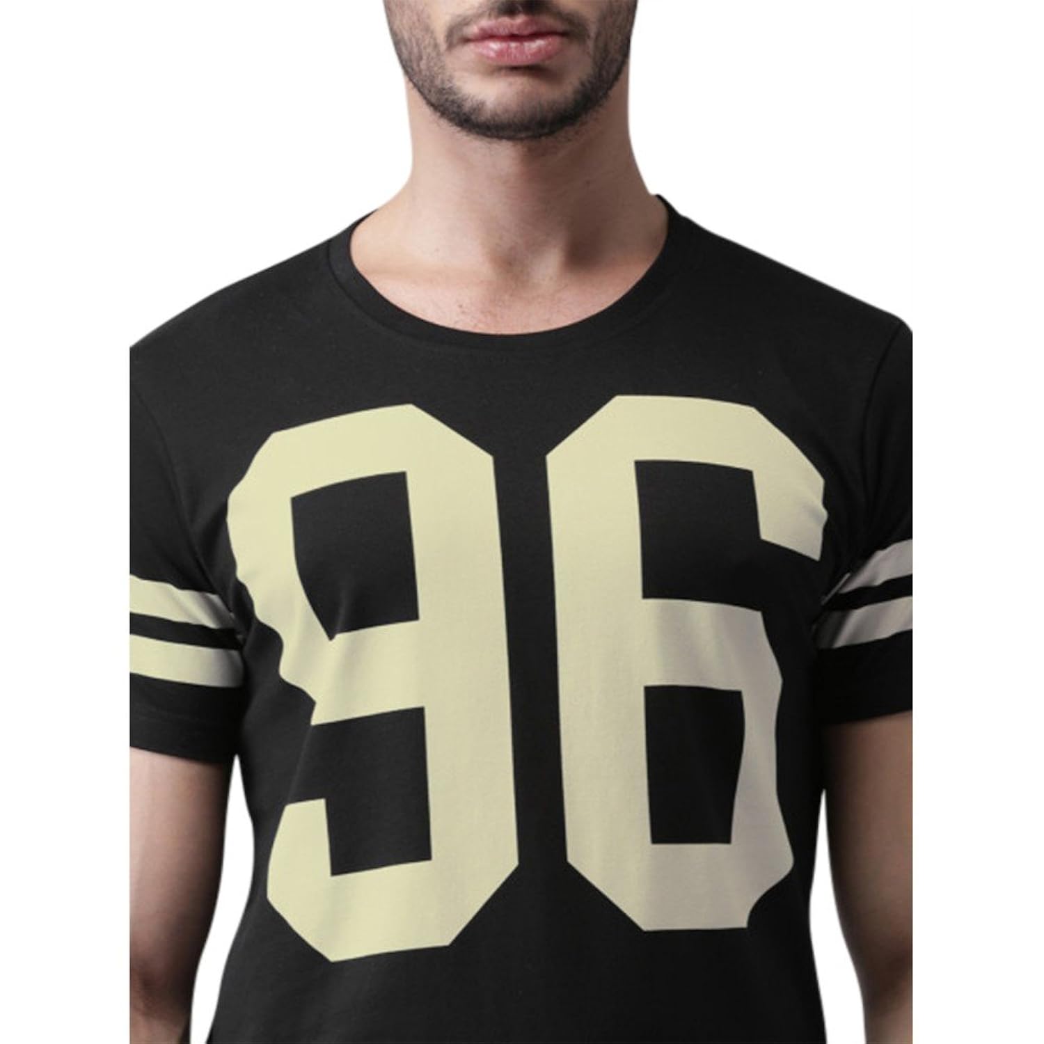 jilowa men's stripe 96 round neck half sleeve printed cotton t-shirt