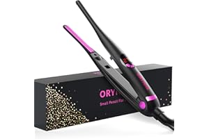 ORYNNE Small Flat Irons for Short Hair, 5s Ultra Fast Heat Up Pencil Flat Iron, Negative Ions Mini Flat Iron for Edges, 3/10'' Travel Mini Hair Straightener with Digital Temp Control, Easy to Use
