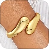 Goldegg Gold Bangle Bracelets for Women Teens, 14K Gold Plated Chunky Cuff Bracelets Trendy Adjustable Twist Cuff Bracelets Jewelry Gifts