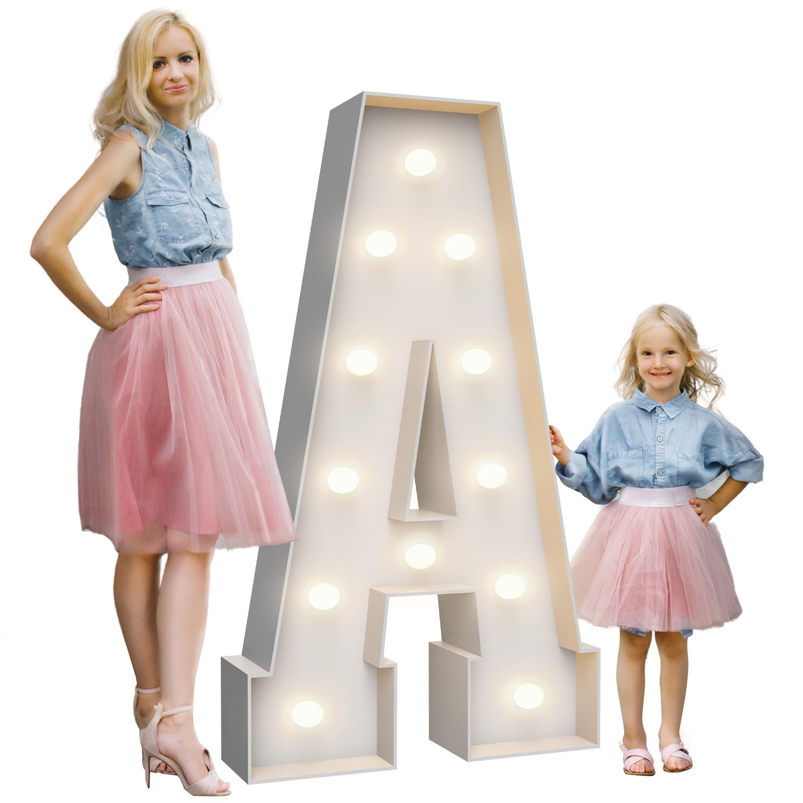 Photo 1 of 4FT Marquee Light Up Letters A,Party Decoration Large Marquee Letters with Weighted Water Bag,Pre-cut Foam Board Set Can Be Used for Birthdays,Weddings,Baby Anniversaries
