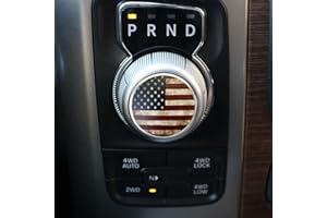 GODTERA Gear Shift Switch Knob Cover Aluminium Dial Shifter Trim Plate for Dodge Ram 1500/2500, Dodge Durango, Chrysler 300/200/Pacifica & Voyager (American Flag A)