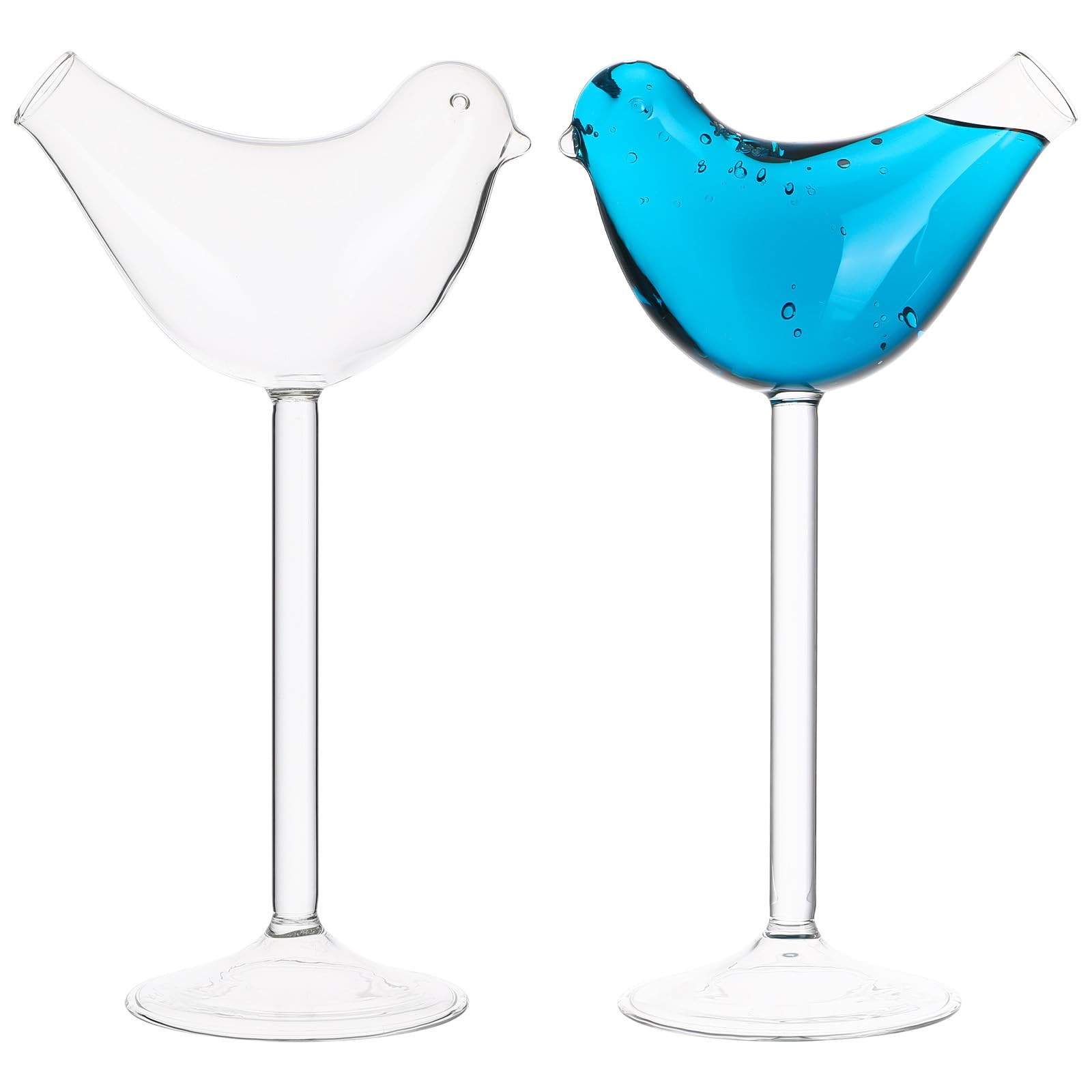 2Pcs Bird Shape Glass Wine Goblets - 150Ml Transparent Cocktail Glasses for Home Bar, Parties, and Events