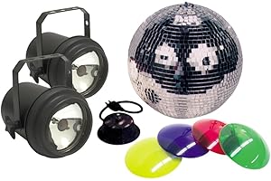 ADJ PRODUCTS American DJ M-502L 12 Inch Mirror Ball Kit With Motor 2 Pinspots And Gels