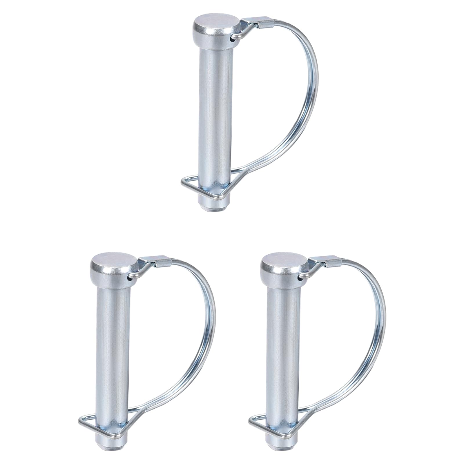 DTGN 12mm x 65mm (DxL) Shaft Locking Pin - 3Pack - Good for Farm Trailers Lawn - Carbon Steel Round Trailer Coupler Pin - Silver Tone