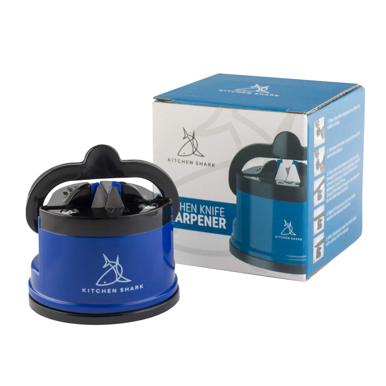 Kitchen Shark Knife Sharpener with Safety Non-Slip Suction Grip Base | These Knife Sharpeners Will Revive The Dullest Blade to a Razor Sharp Edge | Sharpening Kitchen Knives has Never Been Easier