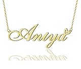 Aniya Heart Name Necklace 18k Gold Plated Stainless