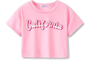 Dvenki Stylish Graphics Bright Base Color - Cute Crop Top for Little & Big Girls - Summer T-shirt Clothes Tween Size 6-18