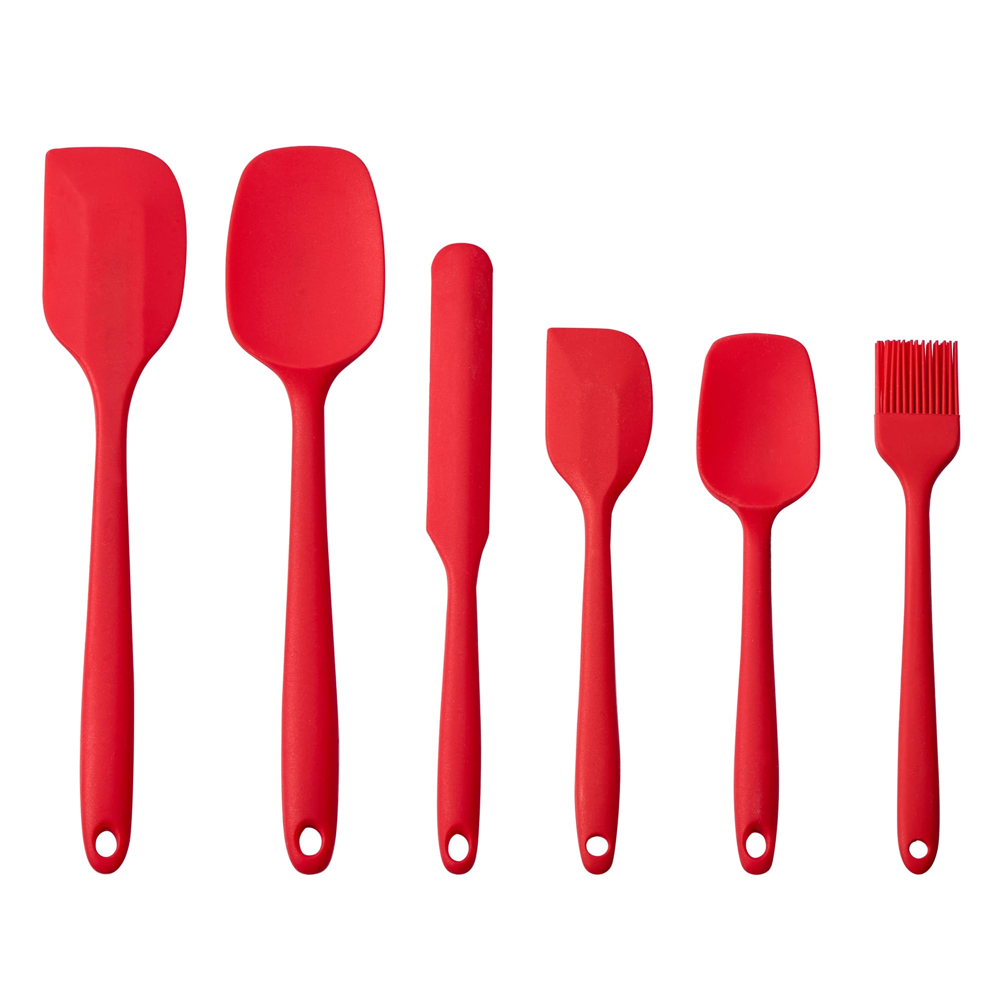 Silicone Spatula Set 6 Piece Kitchen Utensils for Cooking Baking and Mixing Heat Resistant Non Stick Rubber Spatula with 480 Degrees Fahrenheit Heat Resistant (Red)