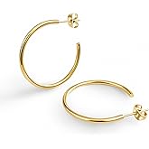 Altitude Boutique 18K Small Gold Hoop Earrings For Women | Gold Plated Thin Tube Earrings | Lightweight, Hypoallergenic Chunky Gold Open Hoops (Gold, Silver)