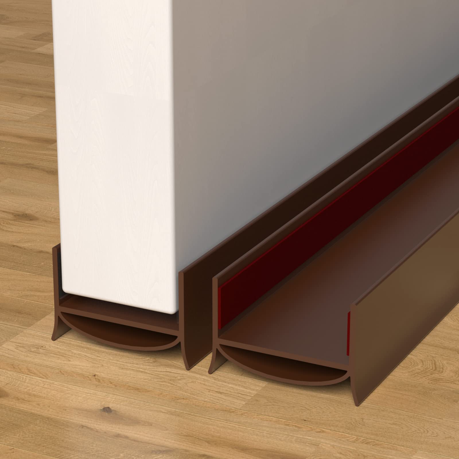 Photo 1 of 2 Pack Door Draft Stopper, 39” Length Cuttable Under Door Seal, Strong Adhesive Door Sweep for Exterior and Interior Doors (Brown)