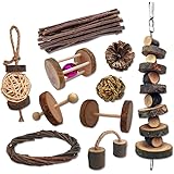 10 Pack Small Animal Combo Apple Wood Activity Toys, Hamsters Chew Toys, Rat Chinchilla Snacks Toys for Pets Organic Natural 