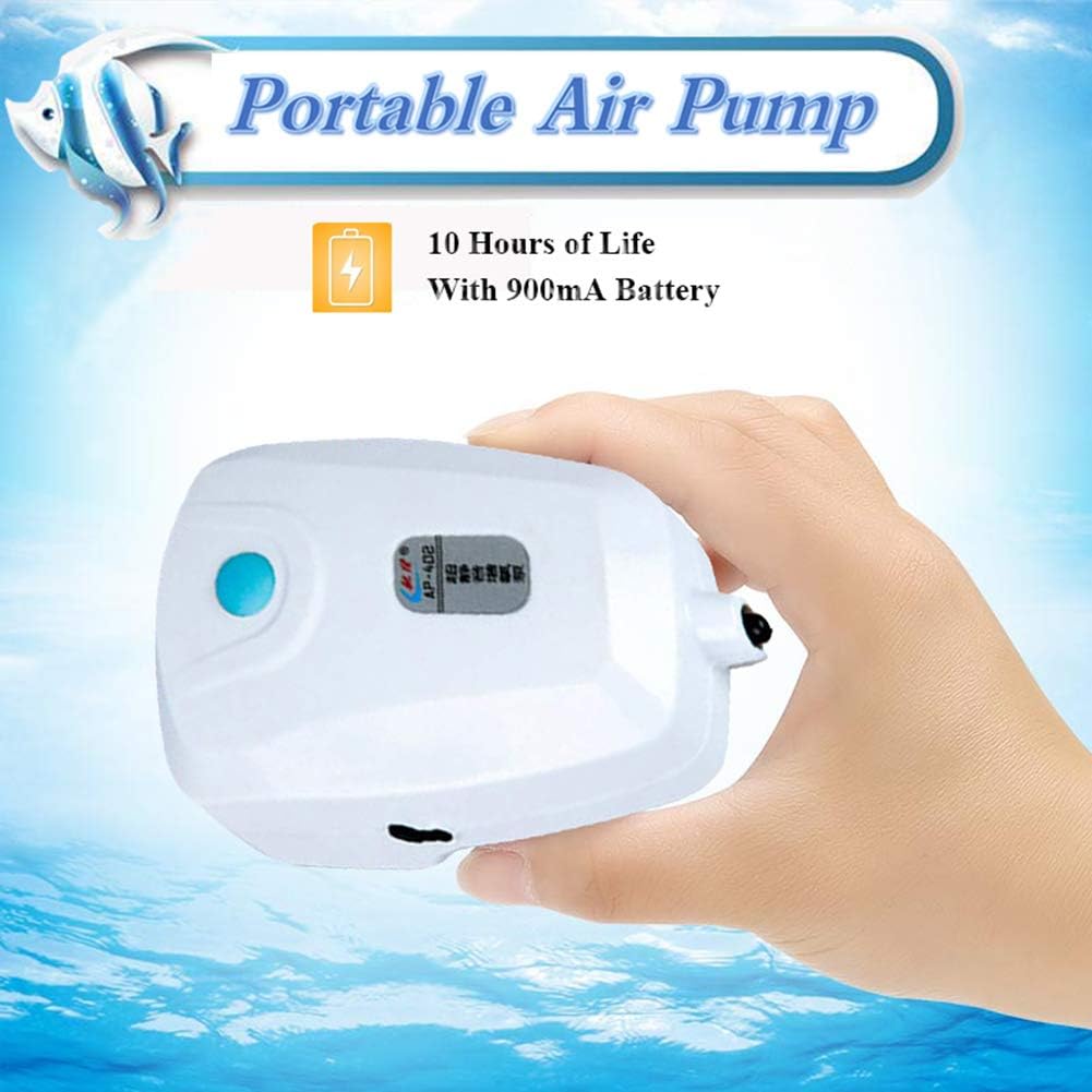 Mylivell Rechargeable Aquarium Air Pump,2000mAH Ultra Silent High Energy Efficient Oxygen Pump for Fish Tank with Air Stone and Tube,Perfect for Fish Tank/Outdoor Fishing