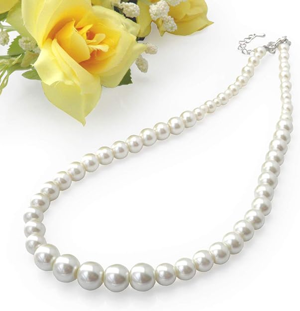 Amazon パール ネックレス 42cm グラデーション仕立て 真珠 フェイクパール 冠婚葬祭 結婚式 パーティ フォーマル 使い回し 普段使い おしゃれ 上品 高見え ネックレス 通販