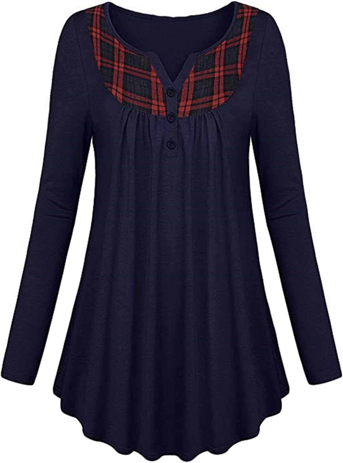 Andongnywell Women's Long Sleeve Flared Tunic Tops Henley Neck