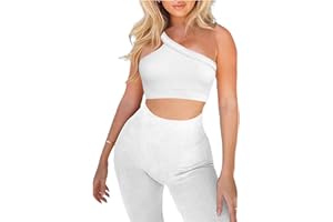 NIYOKKI Workout Sets for Women 2 Piece Seamless Sexy One Shoulder Sport Bra High Waist Shorts GMY Yoga Two Piece Outfits