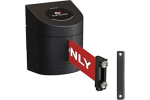 Crowd Control Warehouse - CCW Series WMB-230 Magnetic Wall Mount Retractable Belt Barrier - 30 Foot, Authorized Access Only Belt with Black ABS Case, Crowd Control Barriers