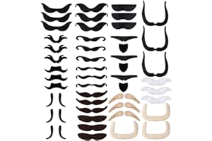 SUMAJU 48 Pcs Fake Mustaches, Self Adhesive Moustaches Novelty Mustache Set Fake Beard for Masquerade Party Favor Costume Per