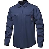 DPSAFETY FR Shirt 7oz Fire Resistant Shirts Men's,CAT2 Welding Shirt 100% Cotton Flame Resistant Shirts Navy (2X-Large)