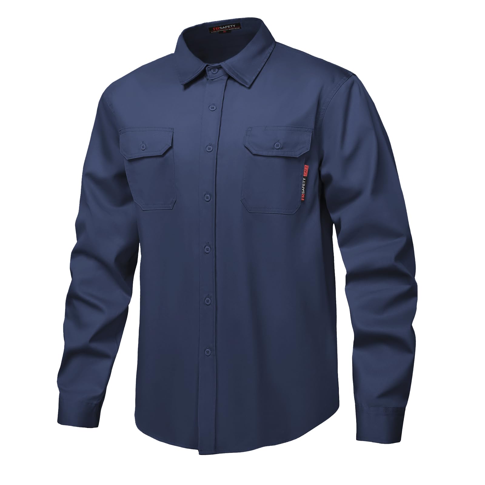 Photo 1 of DPSAFETY FR Shirt 7oz Fire Resistant Shirts Men's,CAT2 Welding Shirt 100% Cotton Flame Resistant Shirts Navy (Large)