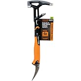 Fiskars Pro IsoCore 18" Wrecking Bar, Shock Absorbing Hammer &amp; Crowbar | Compact Length for Smaller Spaces, Board Bender for Demolition and Remodeling Projects, SoftGrip Handle