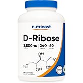 Nutricost D-Ribose 700mg, 240 Capsules, 60 Servings, 2800mg Per Serving | Vegetarian Friendly, GMO-Free &amp; Gluten-Free