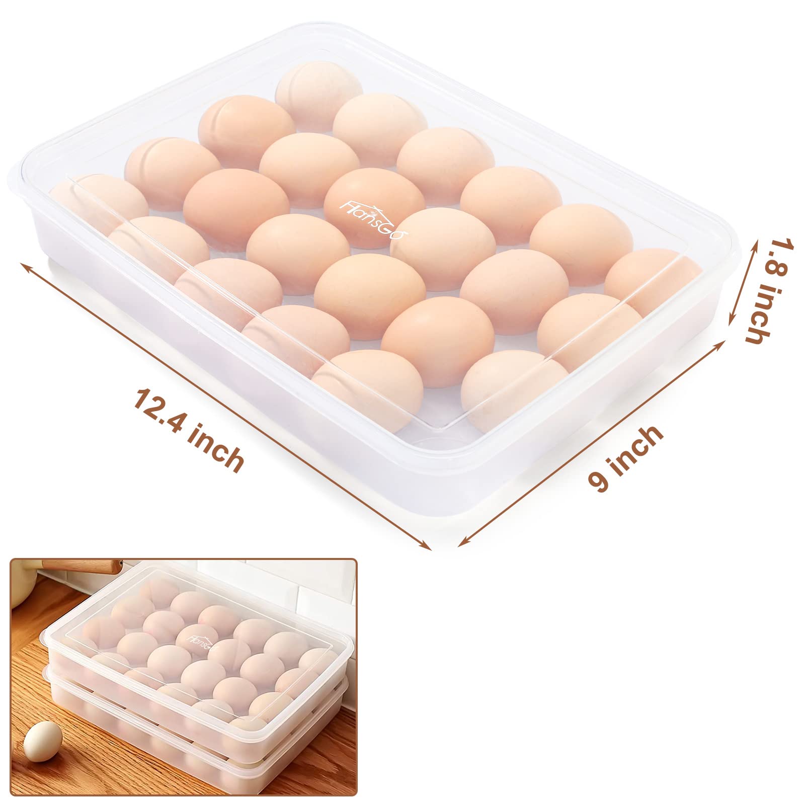 HANSGO Deviled Egg Containers with Lid, Deviled Egg Tray Holder Carrier with Lid for 24 Eggs for Home Party Kitchen Supplies Refrigerator Storage
