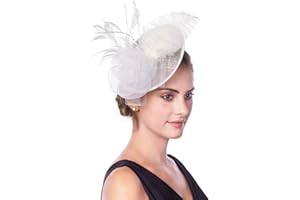 SAFERIN Women's Fascinators Feathers Tea Party Hat Veil Headband with Hair Clip for Cocktail Church
