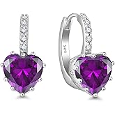 Starchenie Heart Earrings 925 Sterling Silver Birthstones Leverback Earring Gift for Women