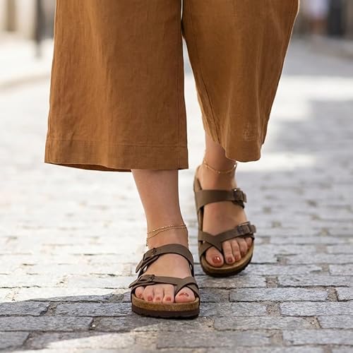CUSHIONAIRE Sandalo da Donna con Plantare in Sughero Lang con +Comfort