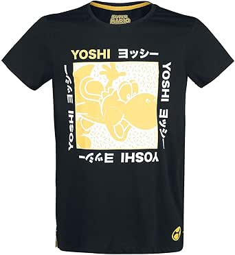Amazon.com: Super Mario T Shirt Festival Yoshi Japanese Logo Official Nintendo Mens Black Size M 