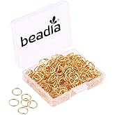 BEADIA Open Jump Rings Gold 0.8x8mm 300pcs for DIY Jewelry Making Supplies