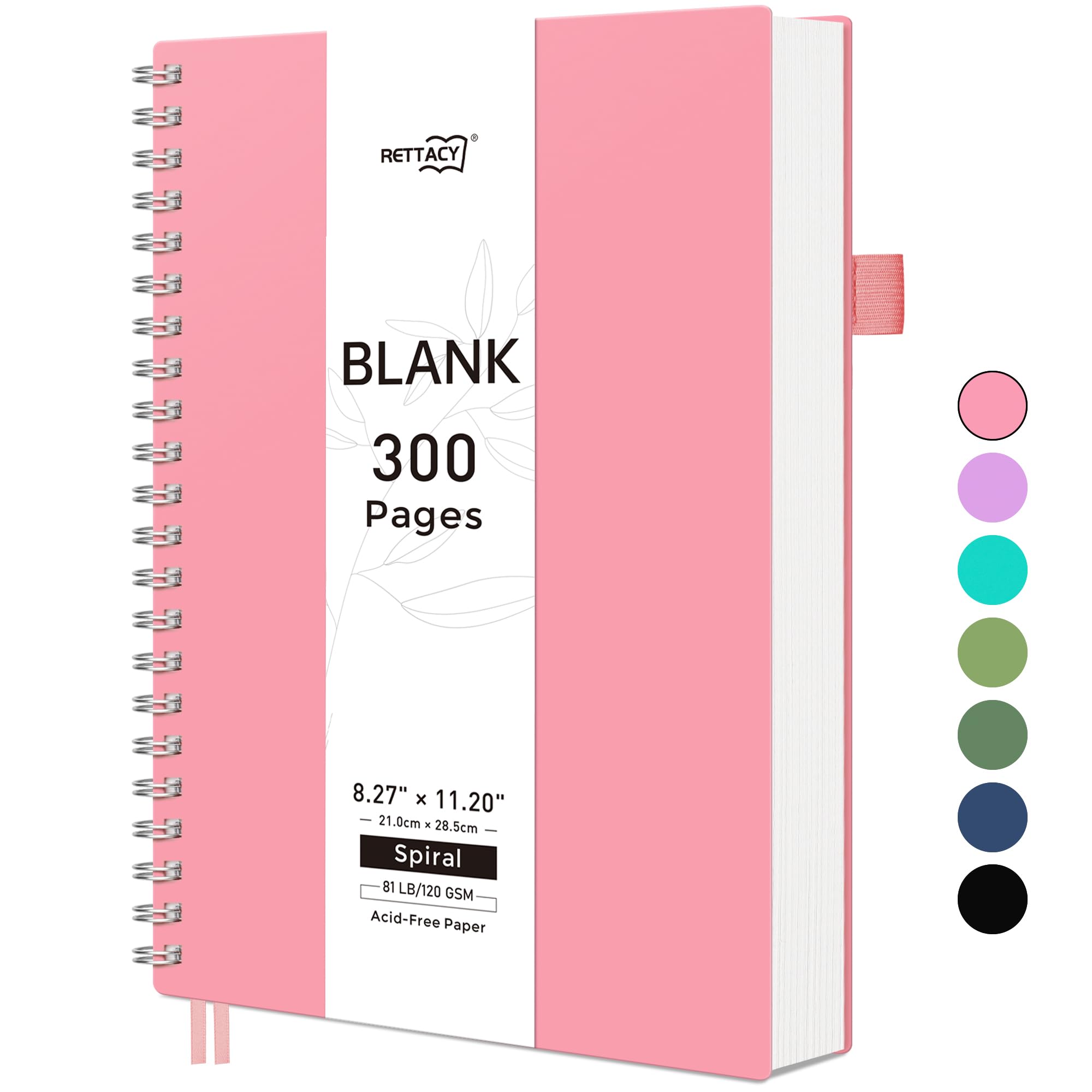 RETTACY Dotted Notebook A4, Bullet Dot Grid Journal, Wirebound Spiral Notebooks 300Pages /150 Sheets for Writing,100gsm, Flexible Plastic Cover, for Women Men Work Office School, 21.5 x 27.9cm - Pink