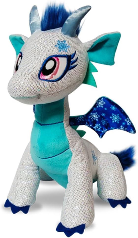 GlitterShine Dragons Plush Stuffed Toy Sparkling Blue Dragon - 12 Inches - Shimmer Frost