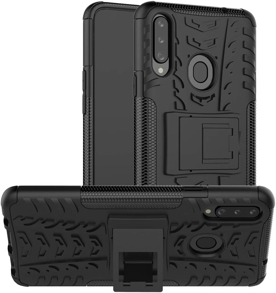 BINGRAN Galaxy A20S Case, Hybrid Cool Hyun Tire Textured Rugged Armor Shockproof Dual Layer Protective Cover With Built-in Kickstand Case for Samsung Galaxy A20S 6.5" Black