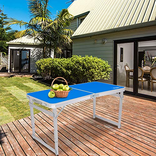 VINGLI Upgraded 4ft Portable Folding Table with 3 Adjustable Height, Lightweight Camping Picnic