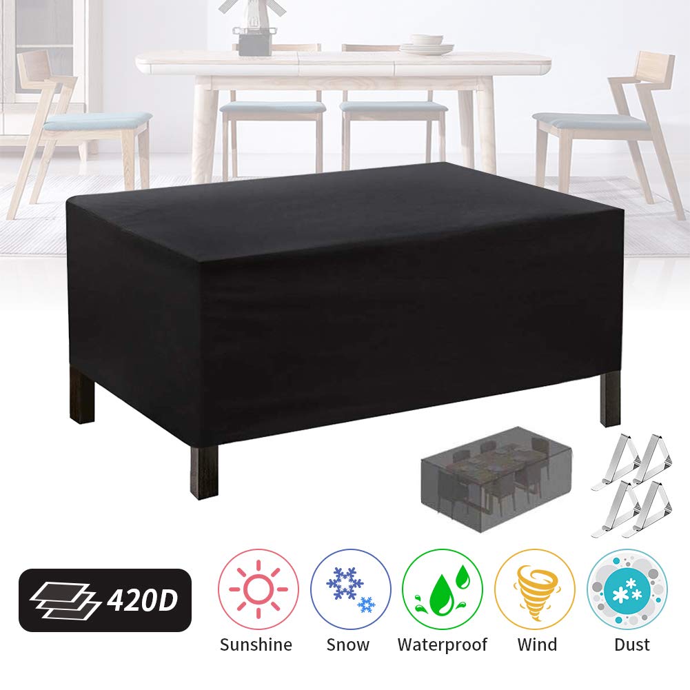 Patio Furniture Cover Outdoor, Outdoor Table Cover Rectangle 420D Garden Furniture Set Cover, UV Resistant, Tear-Resistant Windproof Dustproof Protective Cover 71x47x29inch (Black)