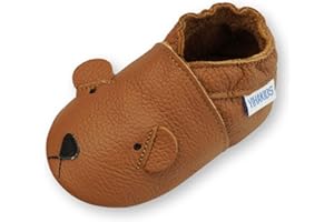YIHAKIDS Baby Leather Shoes Soft Sole First Walking Moccasins Infants Toddler Boys Girls Crawling Slippers Slip-on Shoes with Elastic Ankle