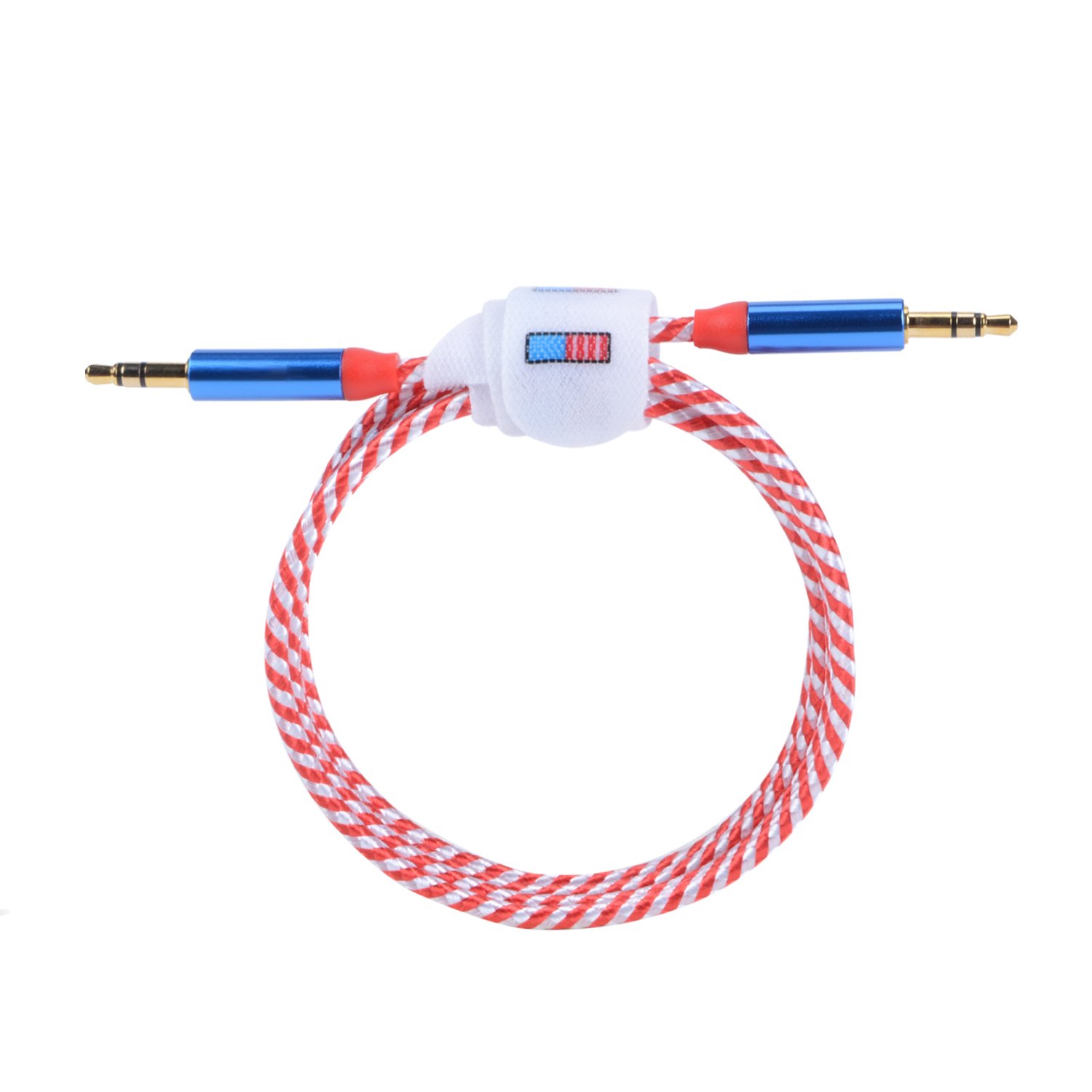 Stereo Cable CSHope 2Pack 3.5mm to 3.5mm Male Jack Nylon Braided Aux Audio Cable with US Flag Color Design (10ft + 3.3ft)