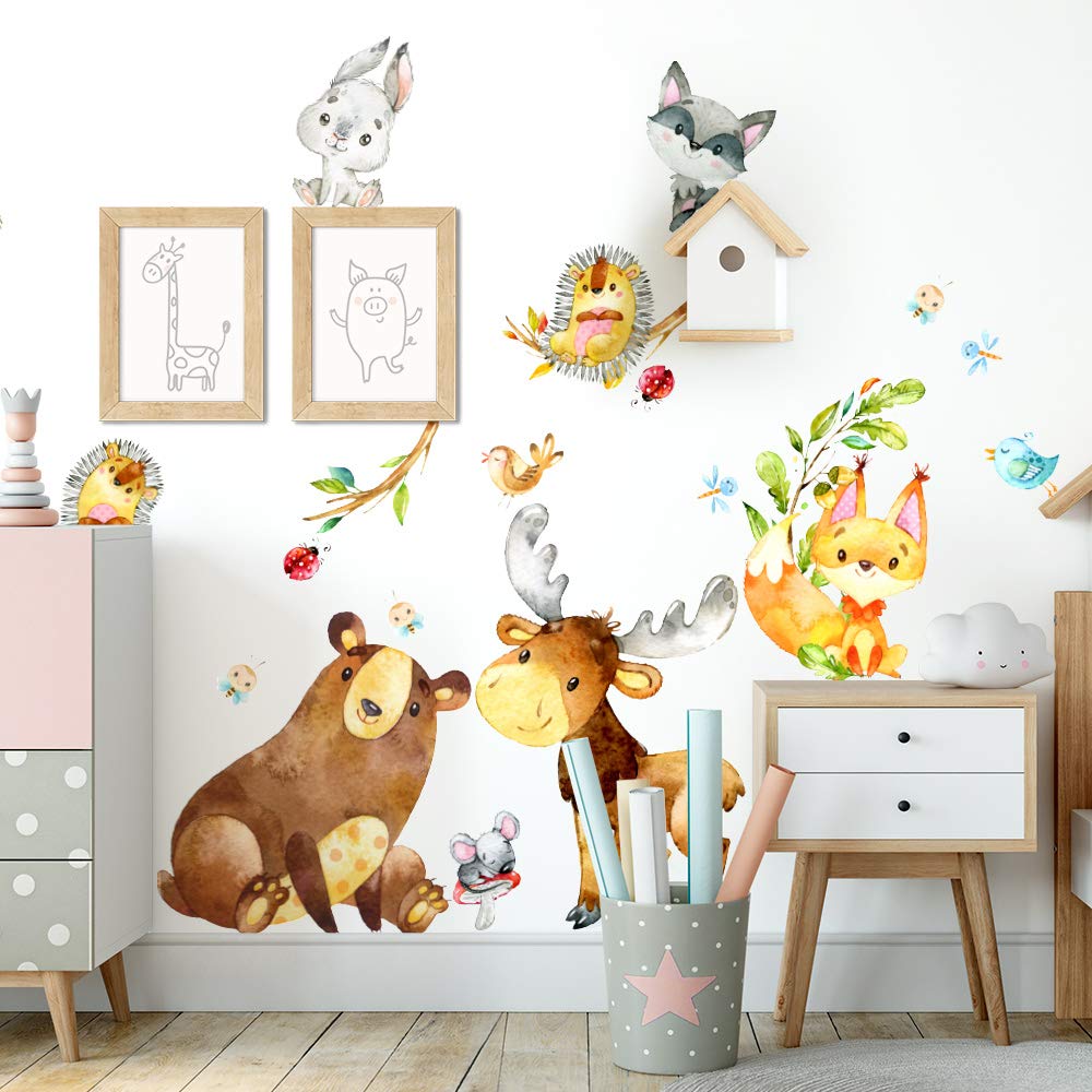 kina - UVB00602 Wall Stickers for Children's Bedroom Printed on Transparent PVC Decoration Animals Nursery Wall - Measure 100x30 cm
