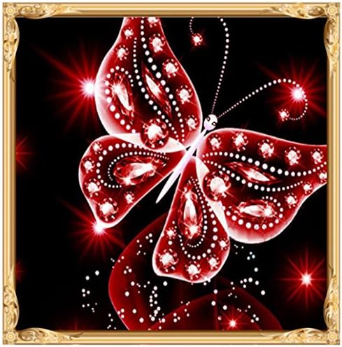 Loveberry 5D DIY Diamond Painting Rhinestone Diamond Embroidery Home Decor Art,Phantom Butterfly (Red)
