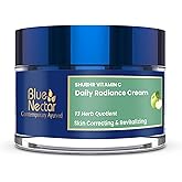 Blue Nectar Plant Based Vitamin C Face Cream for with Natural Green Apple & Almond Oil | Deep Hydration & Nourishing Face Moisturizer for Women (13 Herbs, 1.7 Oz)