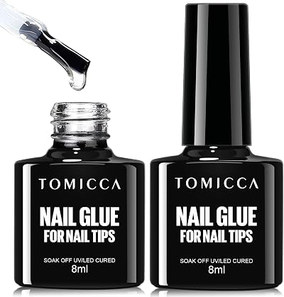 TOMICCA 4 in 1 Nail Glue Gel Kit Clear Tips 16ml 2pcs UV/LED