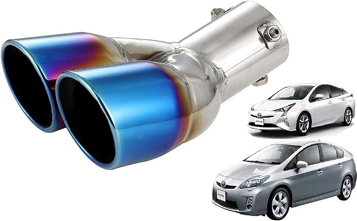 Amazon Takelablaze プリウス専用 2本出し マフラーカッター Toyota Prius30系 40系 50系 前期 後期 プリウスa専用 チタンカラー マフラーカッター 車 バイク