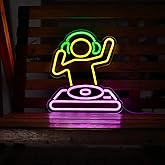 DJ player Neon Sign for Bar USB Operated Neon Light Sign for Man Cave, Anime Neon Sign Dimmable LED Neon Light for Wall Decor, Cute Neon LED Sign for Bar Party Wall Art Decoration
