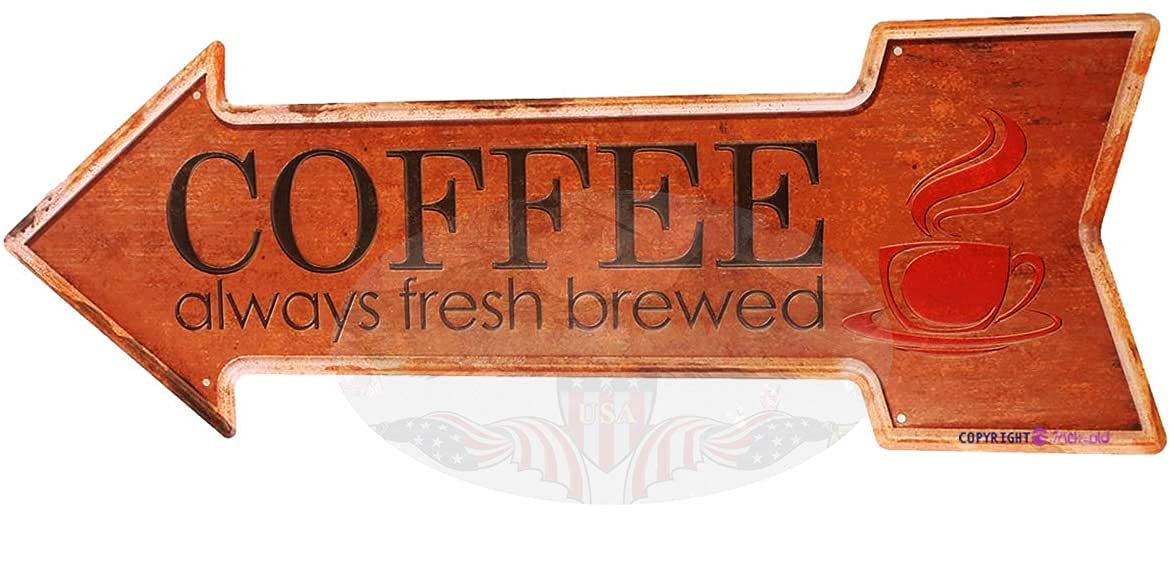 Hisense Novelty Metal Arrow Sign Vintage Coffee Signs Left Arrow Lookin for Wall Decoration Retro Arrow Plaque Aluminum Metal tin Sign 5x17 INCH
