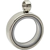 TEHAUX Stainless Steel Floating Locket Pendant Necklace Round Openable Photo Frame Memory Keepsake Jewelry for Women 0.78X0.78X0.39 Inch