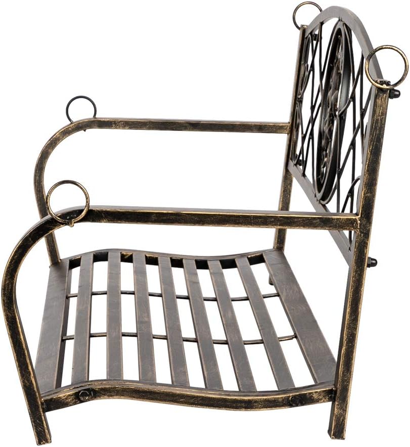 Porch Swings Patio Lawn Garden Rustic Bronze Love Seat Hanging Metal Patio Swing Chair Henf Outdoor Patio Porch Swing Bench Weight Capacity 485lbs Swing Bench With Chains