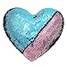 Tomus-UNI Mermaid Sequin Pillow with Insert, 13''×15'' Heart Magic Reversible Sequins Cushion for Home Décor(Pink/Blue)