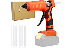 FIIHIO Cordless Hot Glue Gun for Dewalt 20V Batteries, Full Size High Temperature 100W Fast Heating Suitable for DIY Crafts Decoration Jewelry Woodworking with 10 Glue Sticks